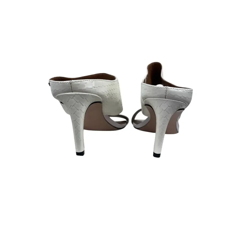 Calvin Klein Women's Cecily white patent leather python slide sandals heels NWOT